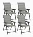 Outsunny 4PCS Folding Chair w/ Breathable Mesh Fabric Seat, Black and Grey