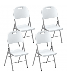 Outsunny 4PCS Folding Chair with Steel Frame, Garden Chair Set, White