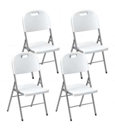 Outsunny 4PCS Folding Chair with Steel Frame, Garden Chair Set, White
