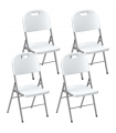 Outsunny 4PCS Folding Chair with Steel Frame, Garden Chair Set, White