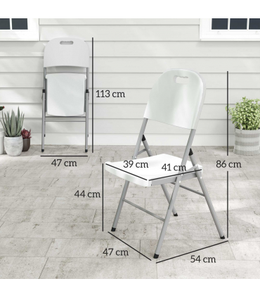 Outsunny 4PCS Folding Chair with Steel Frame, Garden Chair Set, White