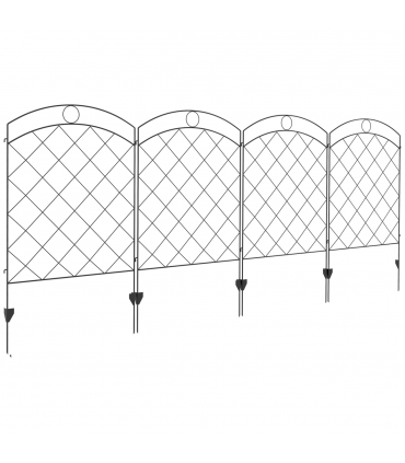 Outsunny 4PCs Decorative Garden Fencing 43in x 11.4ft Steel Border Edging