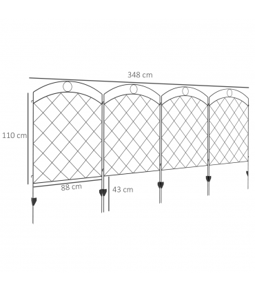 Outsunny 4PCs Decorative Garden Fencing 43in x 11.4ft Steel Border Edging