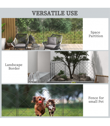 Outsunny 4PCs Decorative Garden Fencing 43in x 11.4ft Steel Border Edging