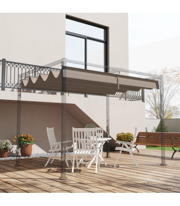 Outsunny Pergola Sun Shade Cover Roof Replacement for 3 x 2.15m Pergola, Coffee