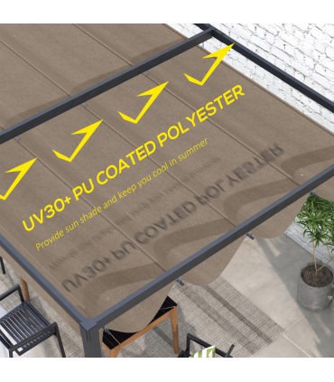 Outsunny Pergola Sun Shade Cover Roof Replacement for 3 x 2.15m Pergola, Coffee
