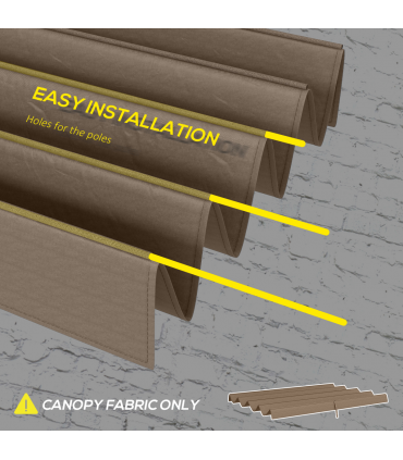 Outsunny Pergola Sun Shade Cover Roof Replacement for 3 x 2.15m Pergola, Coffee