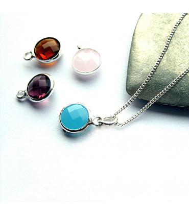 Personalised Birthstone Charm Silver Necklace