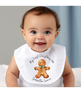 Personalised Christmas Gingerbread Man Baby Bib
