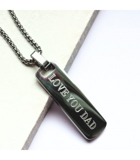 Personalised Men's Long Bar Medium Chain Necklace