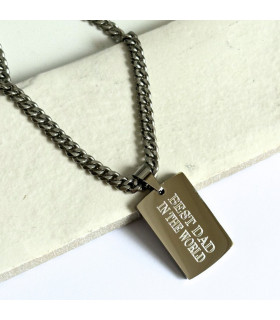 Personalised Men's Rectangle Pendant & Chunky Chain Necklace