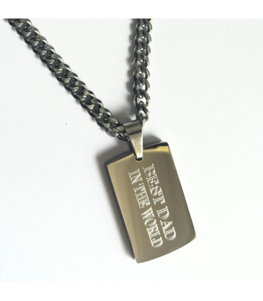 Personalised Men's Rectangle Pendant & Chunky Chain Necklace