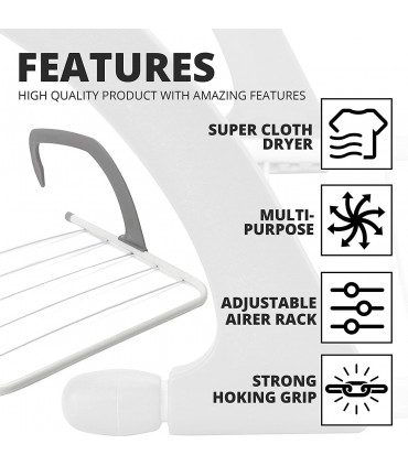 Radiator Airer With 5 Adjustable Arms For Drying Clothes Max Temp 70c