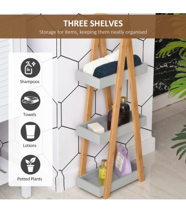 kleankin 3 Tier A Frame Bathroom Shower Caddy Storage Unit Shelving Organizer