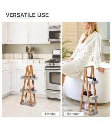 kleankin 3 Tier A Frame Bathroom Shower Caddy Storage Unit Shelving Organizer