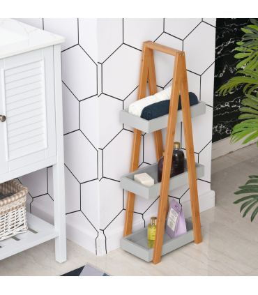 kleankin 3 Tier A Frame Bathroom Shower Caddy Storage Unit Shelving Organizer