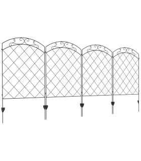 Outsunny 4PCs Decorative Garden Fencing 43in x 11.4ft Steel Border Edging Swirls