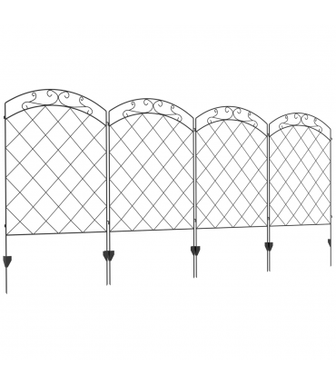 Outsunny 4PCs Decorative Garden Fencing 43in x 11.4ft Steel Border Edging Swirls