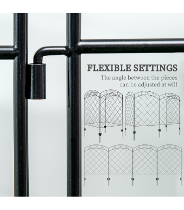 Outsunny 4PCs Decorative Garden Fencing 43in x 11.4ft Steel Border Edging Swirls