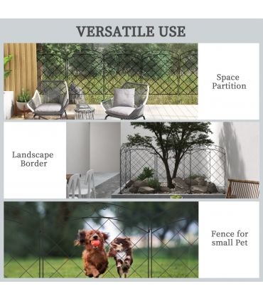 Outsunny 4PCs Decorative Garden Fencing 43in x 11.4ft Steel Border Edging Swirls