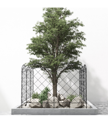 Outsunny 4PCs Decorative Garden Fencing 43in x 11.4ft Steel Border Edging Swirls