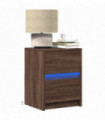 vidaXL Bedside Cabinet with LED Lights Brown Oak Engineered Wood
