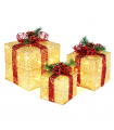 3pcs 10 Inch-8 Inch-6 Inch Golden Gift Box Garden Gift Box Decoration 5M Long Power Cord UK Gauge