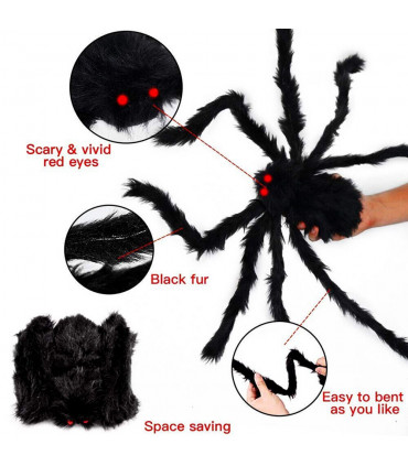 Giant Spider Web Halloween Decoration 5m with 20pcs Spiders and Large Spider