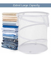 Large Collapsible Laundry Basket Foldable Mesh Pop Up Hamper with Handles for Laundry Room, Bath, Kids Room, College Dorm, Travel, Storage Organizer White