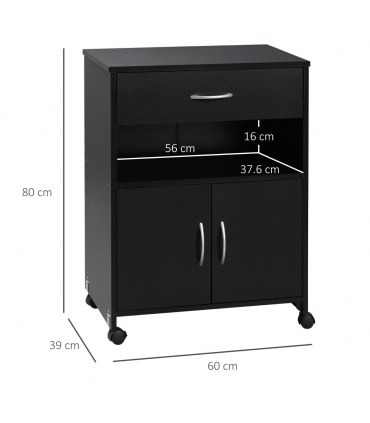Mobile Printer Stand w/ Storage Shelf Universal Wheels for Home Black Vinsetto
