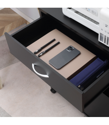 Mobile Printer Stand w/ Storage Shelf Universal Wheels for Home Black Vinsetto