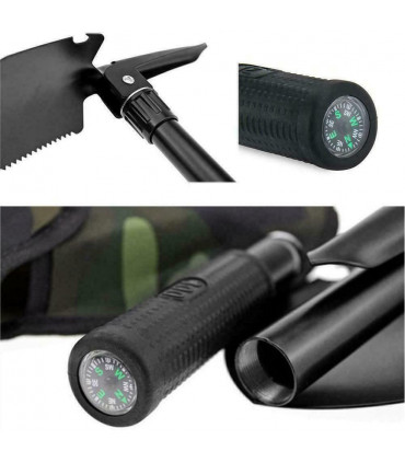 Multifunction Portable Mini Folding Shovel Outdoor Camping Spade Compass UK