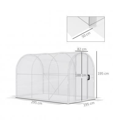 Outsunny 3 x 2 x 2m Polytunnel Greenhouse with Door, Galvanised Steel Frame