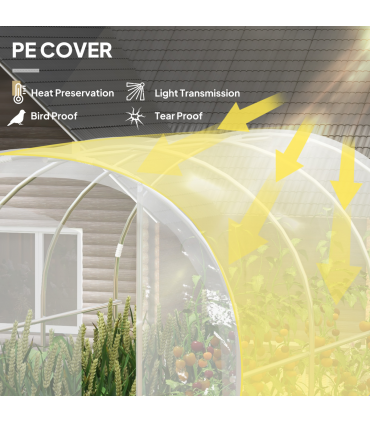 Outsunny 3 x 2 x 2m Polytunnel Greenhouse with Door, Galvanised Steel Frame