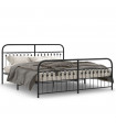 vidaXL Metal Bed Frame with Headboard and Footboard Black 183x213 cm