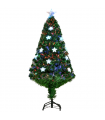 4FT Prelit Artificial Christmas Tree Fibre Star Xmas LED Light Indoor Green