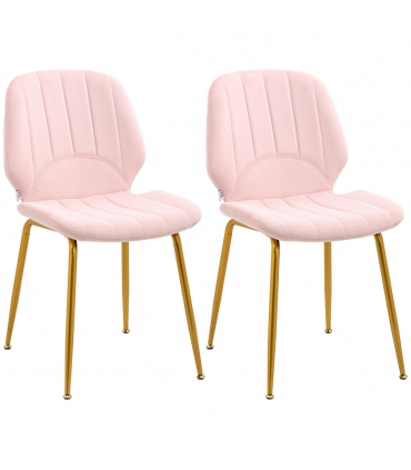 HOMCOM Modern Dining Chairs Set of 2 with Padded Seat and Steel Legs, Pink