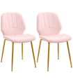 HOMCOM Modern Dining Chairs Set of 2 with Padded Seat and Steel Legs, Pink
