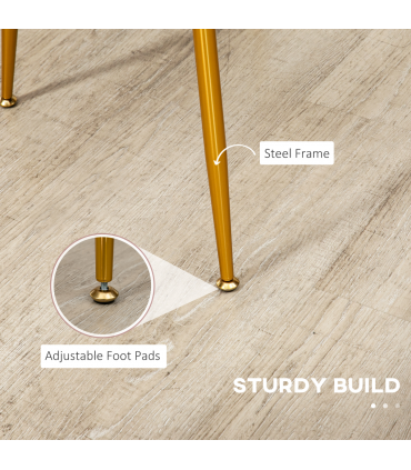 HOMCOM Modern Dining Chairs Set of 2 with Padded Seat and Steel Legs, Pink