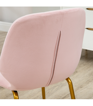 HOMCOM Modern Dining Chairs Set of 2 with Padded Seat and Steel Legs, Pink