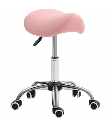 HOMCOM PU Leather Saddle Stool w/ Moulded Padded Seat Adjustable Height Pink