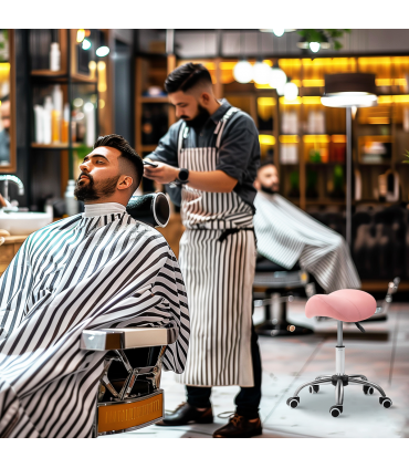 HOMCOM PU Leather Saddle Stool w/ Moulded Padded Seat Adjustable Height Pink