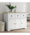 vidaXL Sideboard BODO White and Brown 115x43x79.5 cm Solid Wood Pine