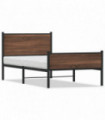 vidaXL Metal Bed Frame with Headboard and Footboard Brown Oak 100x200 cm