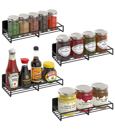 VINSANI 4pc MAGNETIC SPICE RACK METAL SHELF 1010421