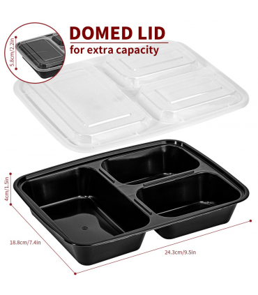 VINSANI 30pk 3 COMPARTMENTS MEAL PREP CONTAINERS 1010478