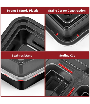 VINSANI 30pk 3 COMPARTMENTS MEAL PREP CONTAINERS 1010478