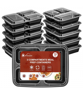 VINSANI 20pk 3 COMPARTMENTS MEAL PREP CONTAINERS 1010477