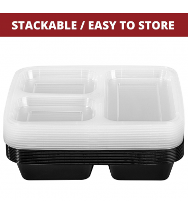 VINSANI 20pk 3 COMPARTMENTS MEAL PREP CONTAINERS 1010477