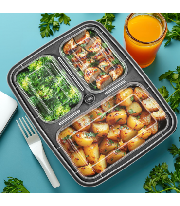 VINSANI 20pk 3 COMPARTMENTS MEAL PREP CONTAINERS 1010477